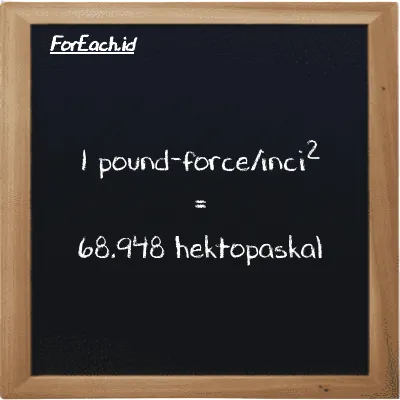 1 pound-force/inci<sup>2</sup> setara dengan 68.948 hektopaskal (1 lbf/in<sup>2</sup> setara dengan 68.948 hPa)